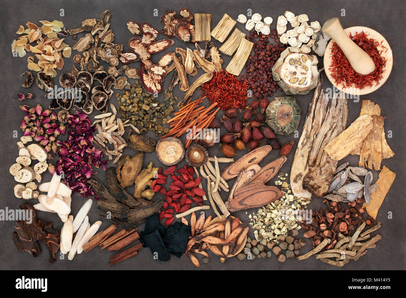 Traditional chinese herbs used in alternative herbal medicine with ...
