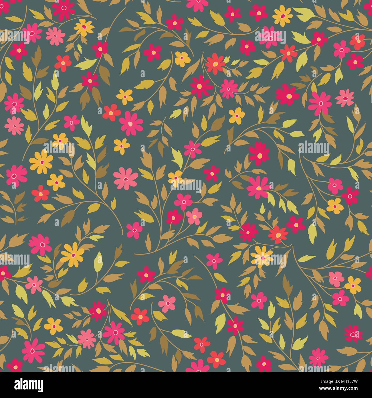Floral seamless pattern. Flower background. Abstract ornamental flourish wallpaper with flowers. Stock Vector