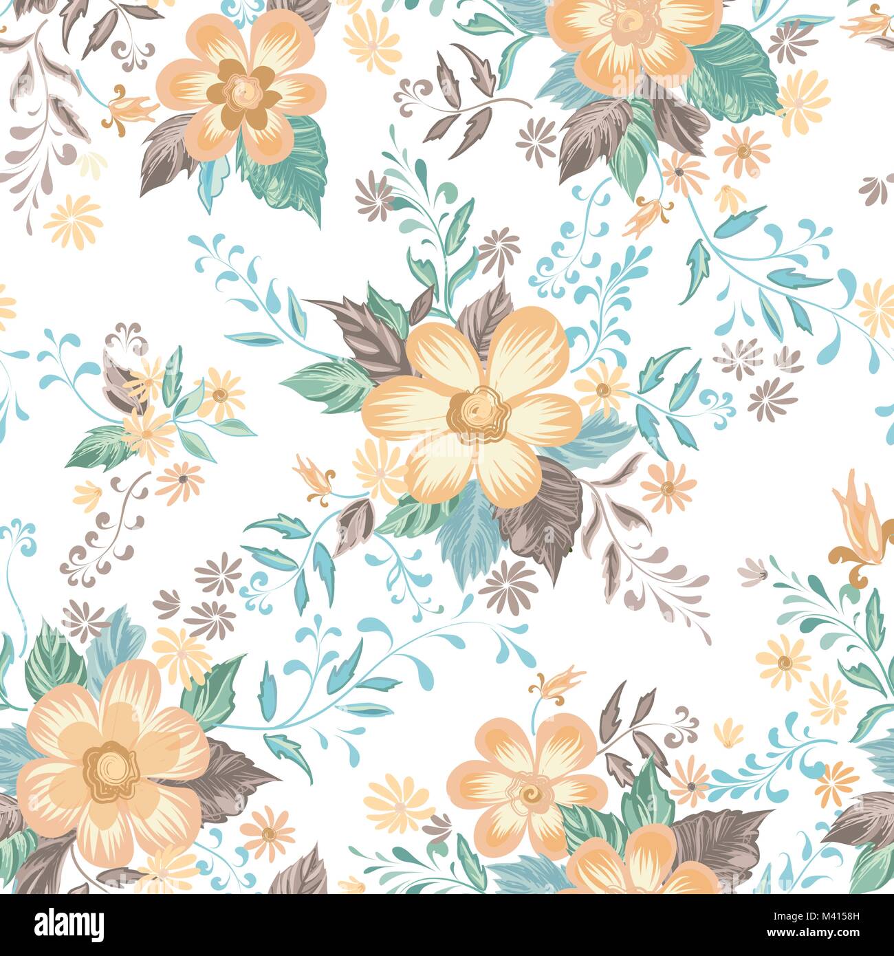 Floral seamless pattern. Flower background. Abstract ornamental flourish wallpaper with flowers. Stock Vector