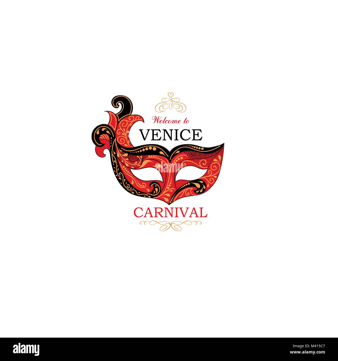 Venice sign with venetian carnival party eye mask. Travel Italy icon. Stock Vector