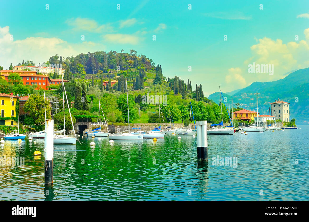 Lakeside view of Pescallo, on the outskirts of Bellagio, overlooking Lake Como, Italy Stock Photo