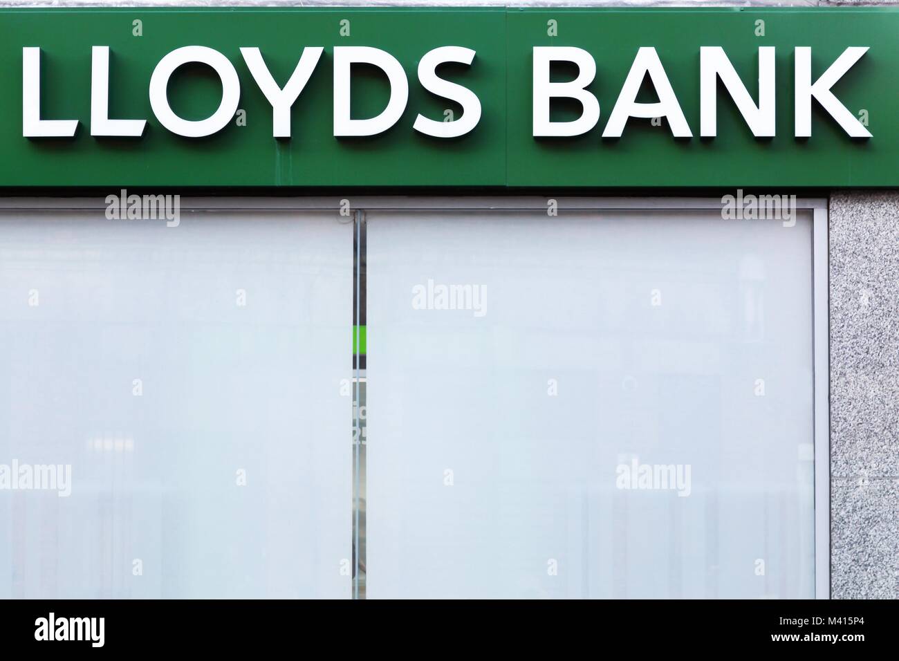 London, United Kingdom - February 1, 2018: Lloyds Bank logo on a wall. Lloyds Bank is the largest retail and commercial bank in Great Britain Stock Photo