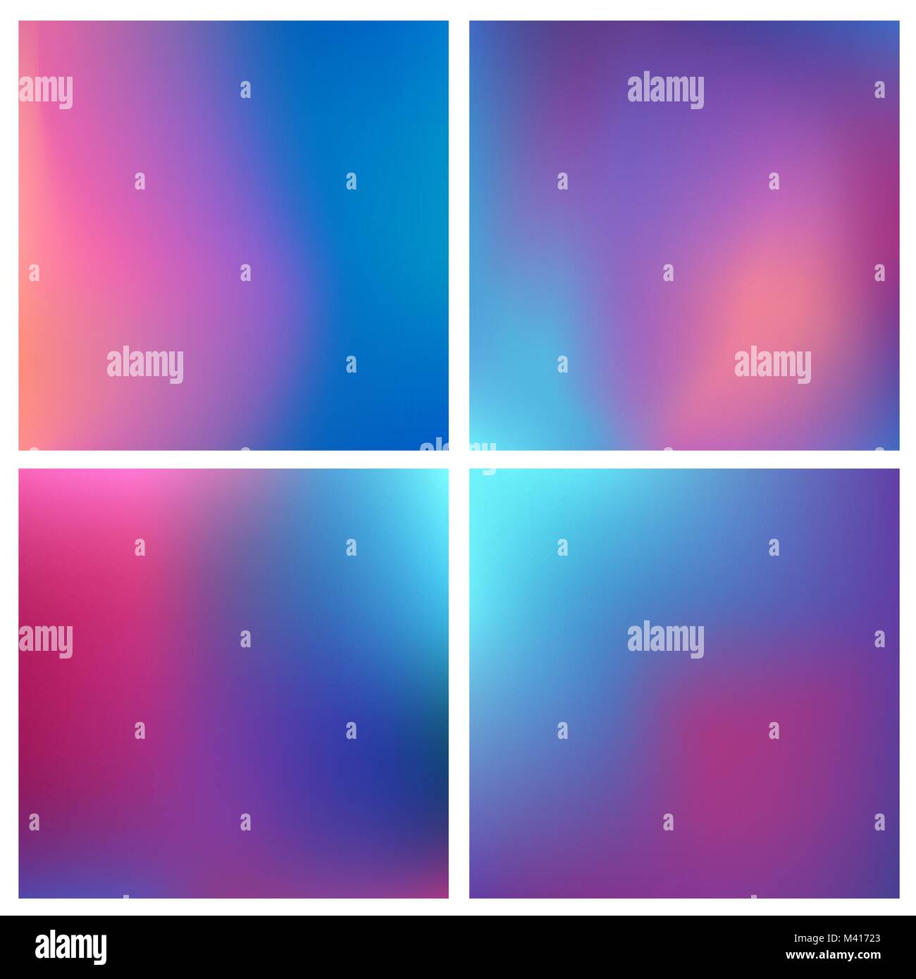 Abstract vector purple blurred background set. 4 colors set. Square ...