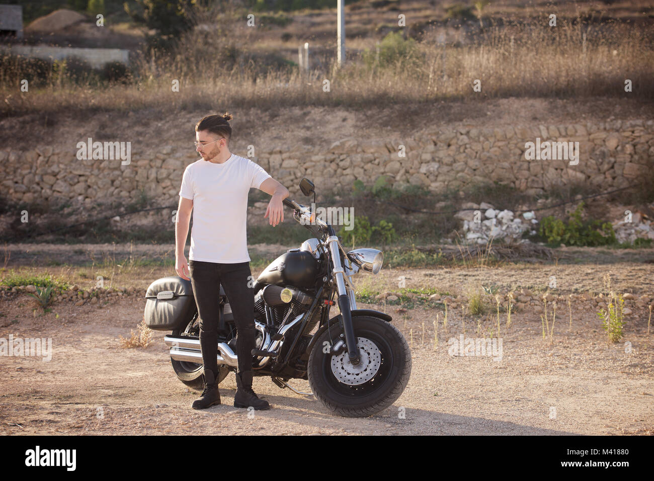 Young man harley davidson hi-res stock photography and images - Alamy
