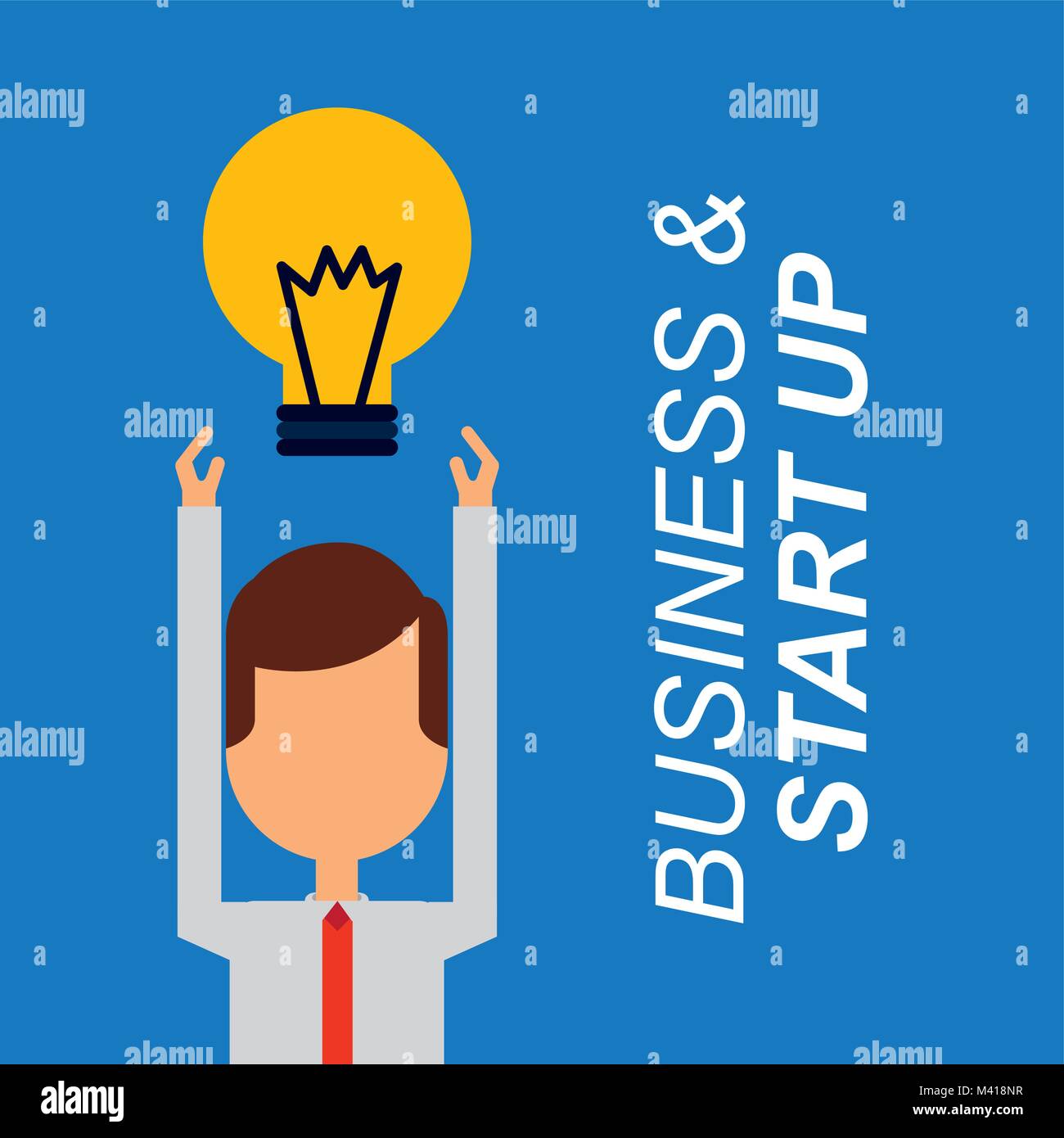 businessman arms up bulb idea business and start up Stock Vector Image ...