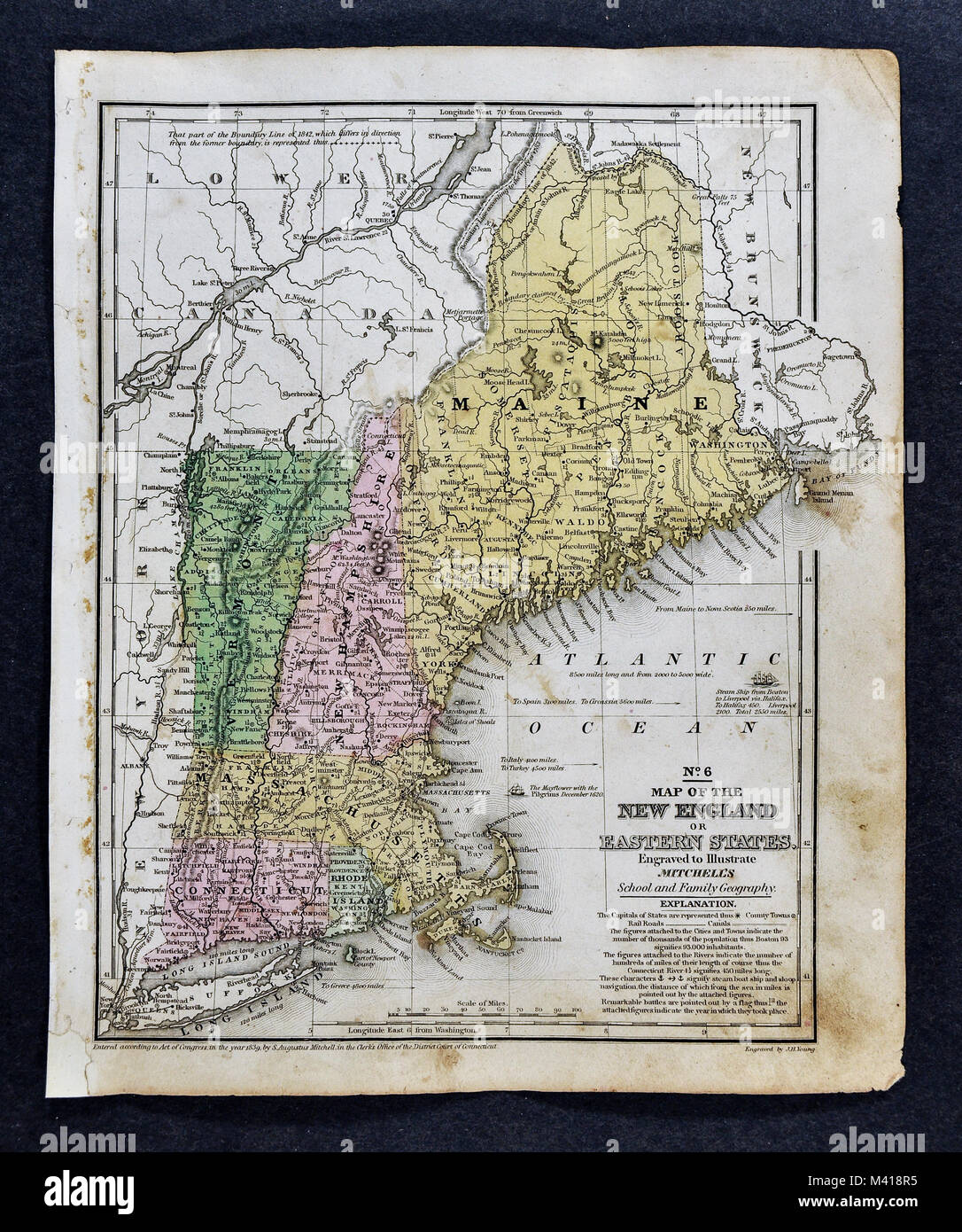 1839 Mitchell Map - United States Stock Photo