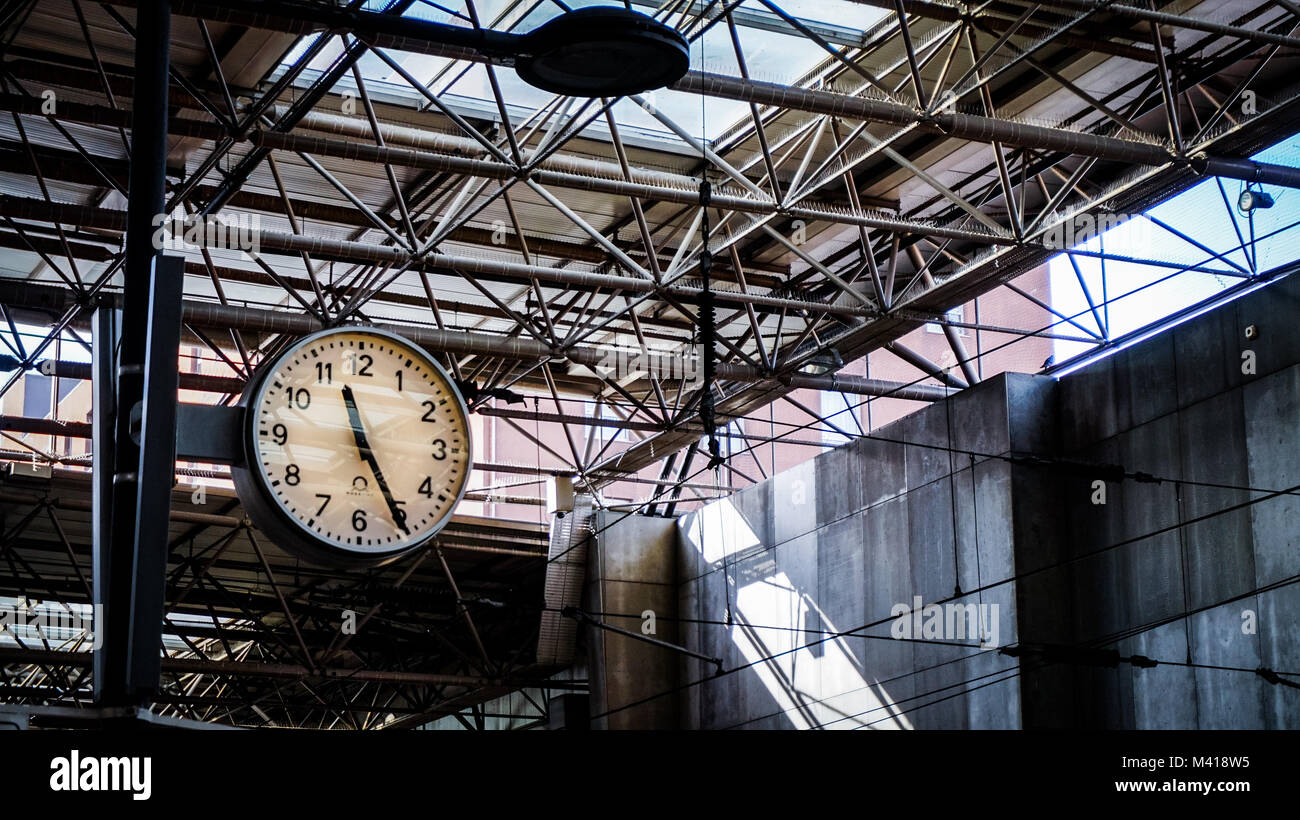 clock in braga station Stock Photo