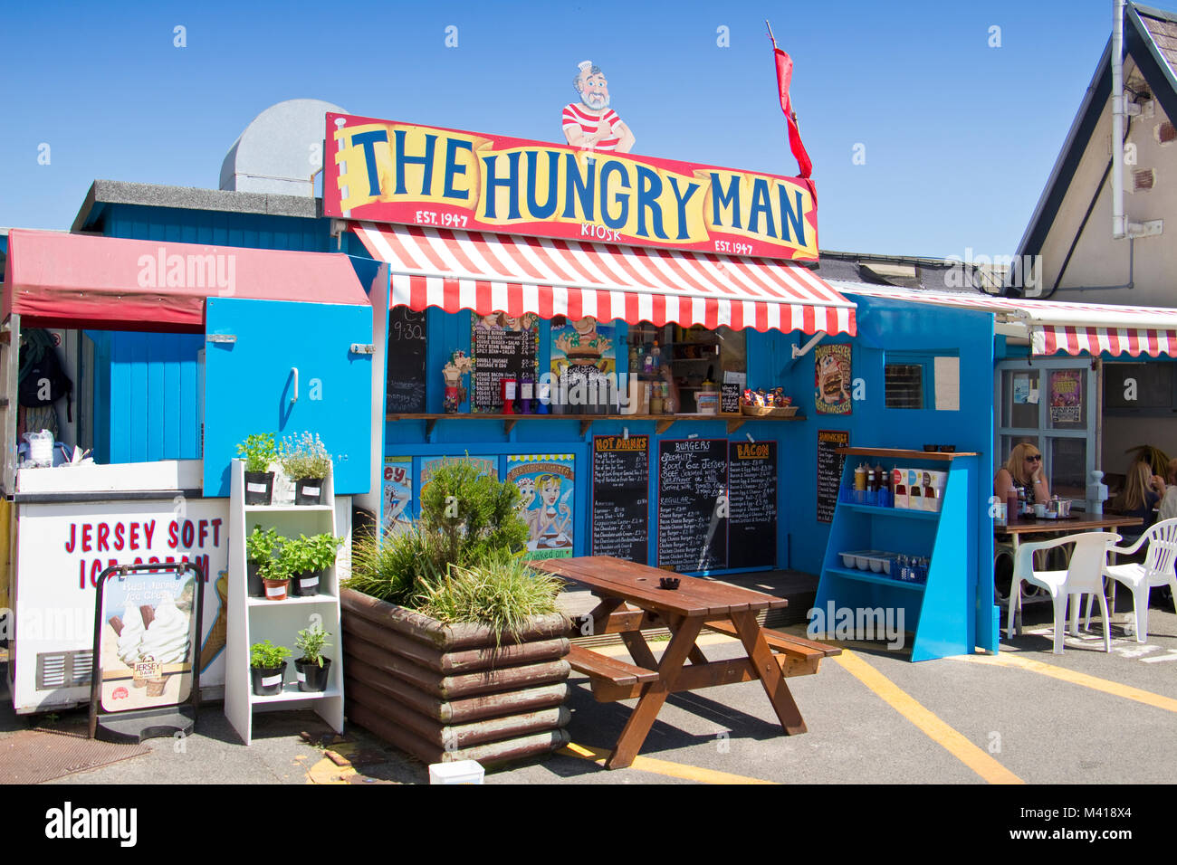 The Hungry Man Cafe at Rozel Bay, Jersey, Channel Islands, UK Stock Photo