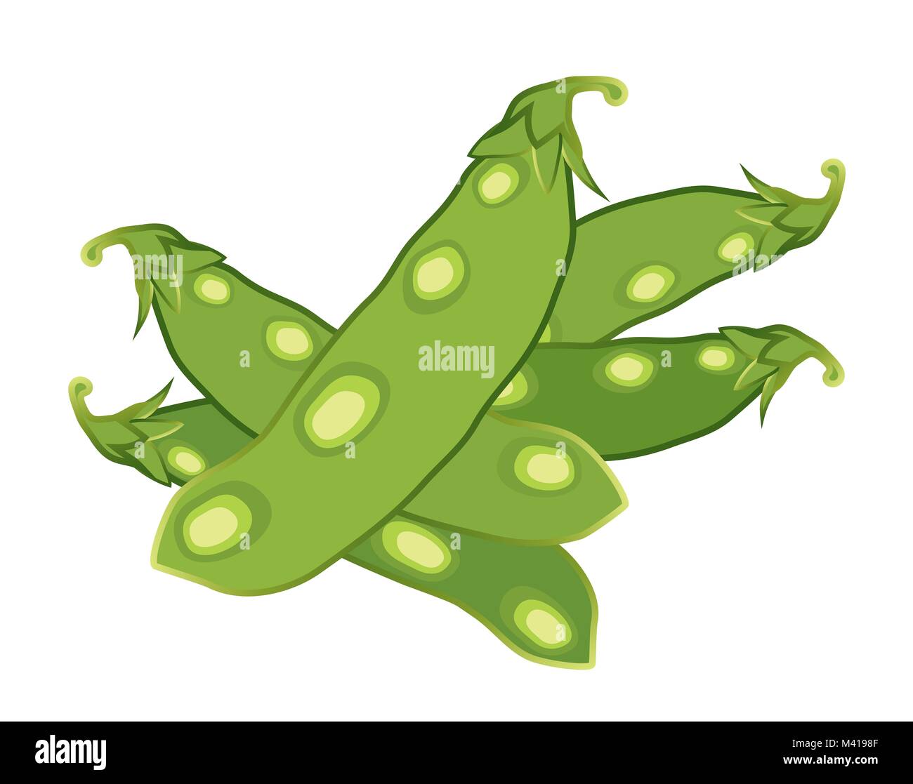 Abstract green peas in the pod on white background Stock Photo