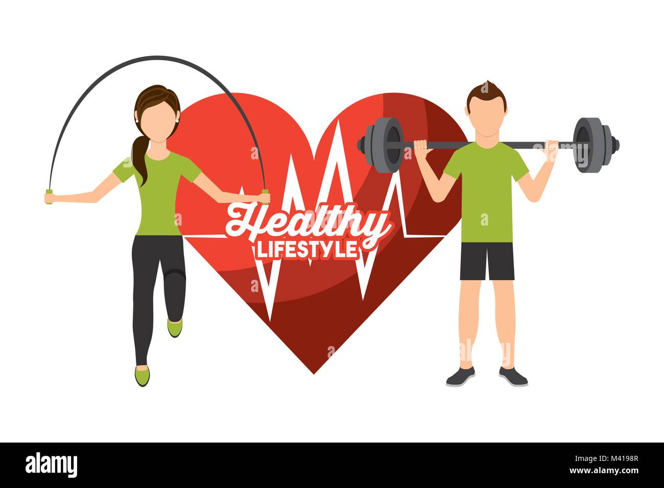 heart rate man and woman sport activity healthy lifestyle Stock Vector