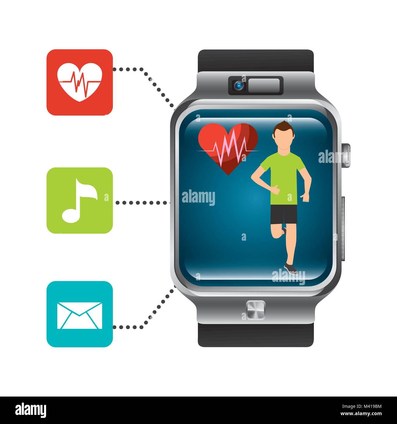 smart watch runner heart rate technology healthy Stock Vector Image ...