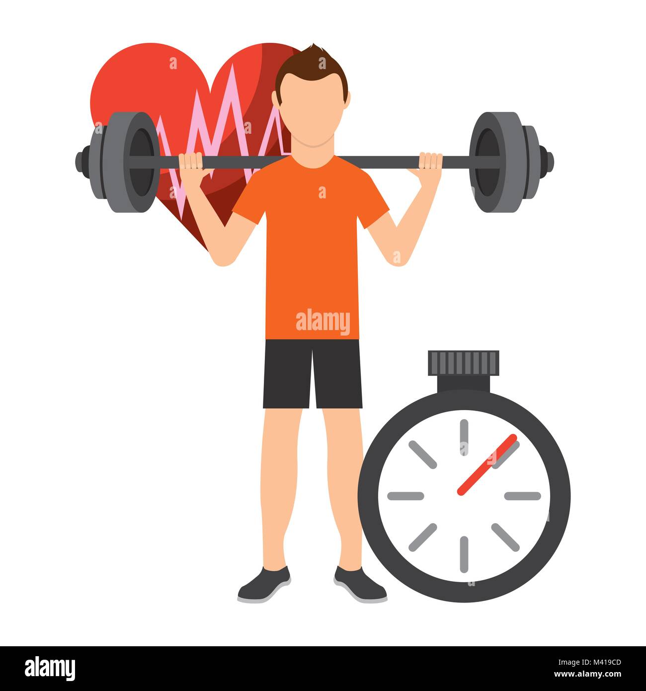 Fitness aerobic strength and body shaping exercises. Man Strength and Resistance training. vector illustration. Stock Vector