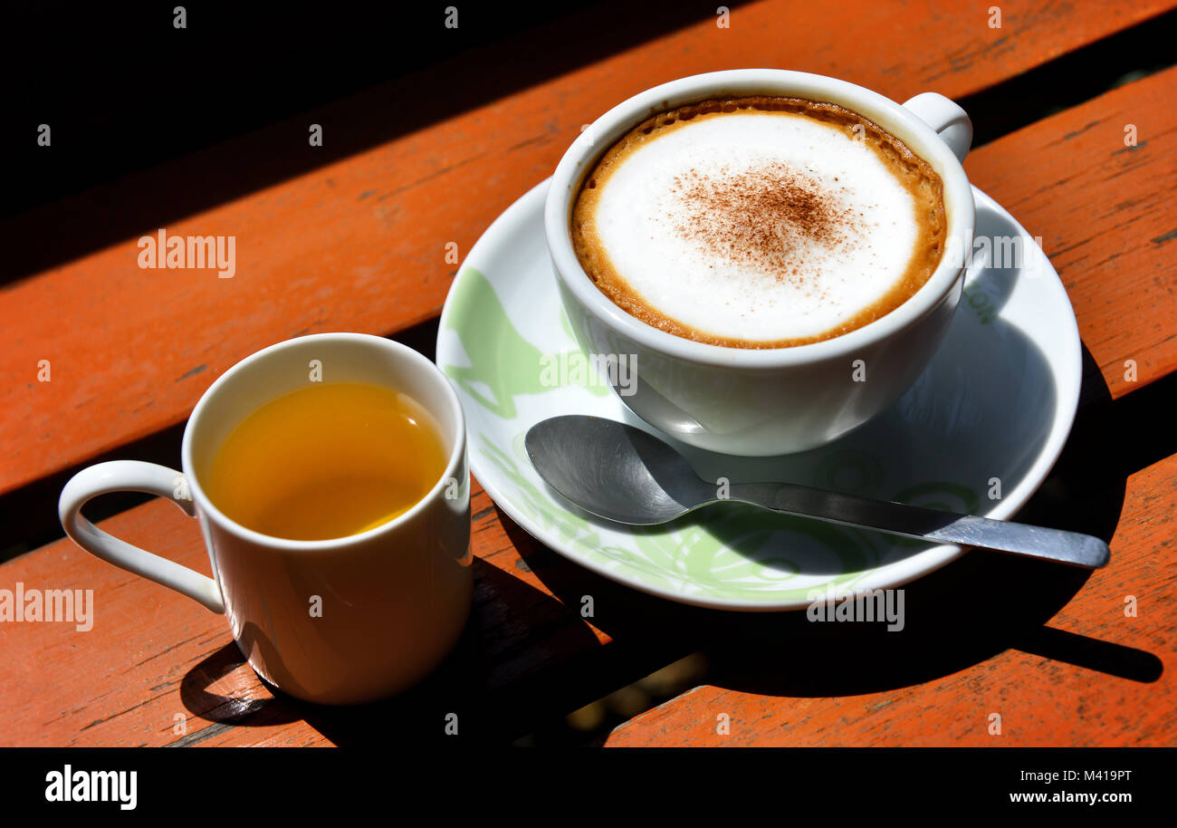 coffee time at the morning on the coffee shop on mountain of north of thailand Stock Photo