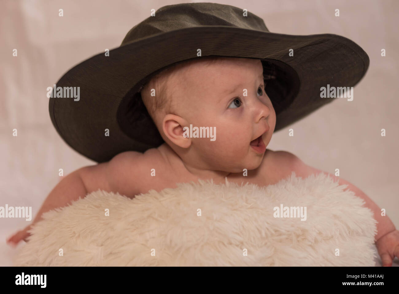 cute baby with cowboy hat Stock Photo
