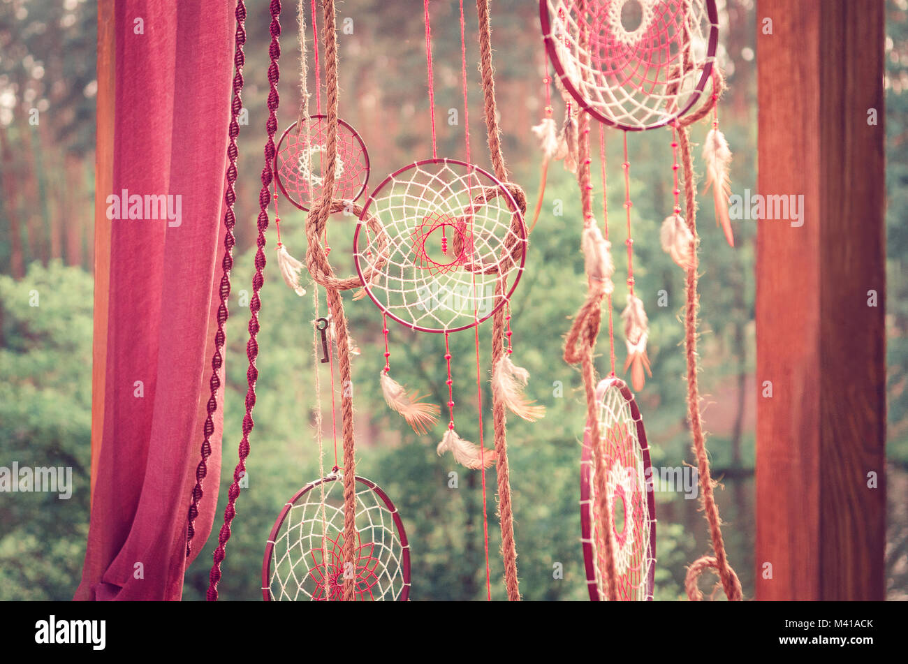 A nice wedding decorations in the forest. Stock Photo