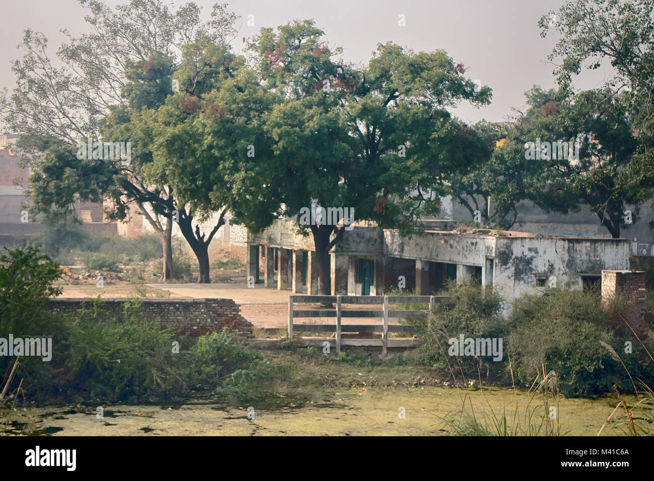 Abandoned house. Desolation and dust. Winter shot Stock Photo