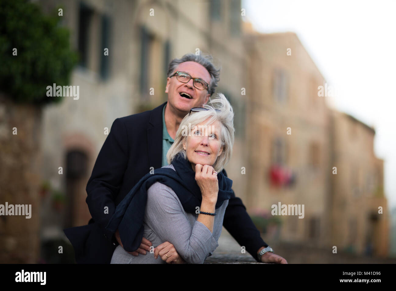 Senior couple on vacation looking at a tourist site Stock Photo