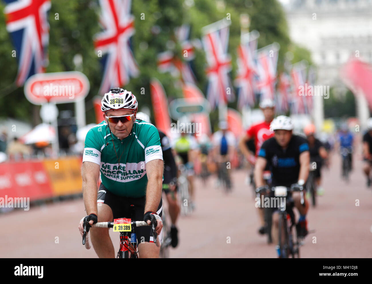 Ride London bike race riders pass through central London towards the