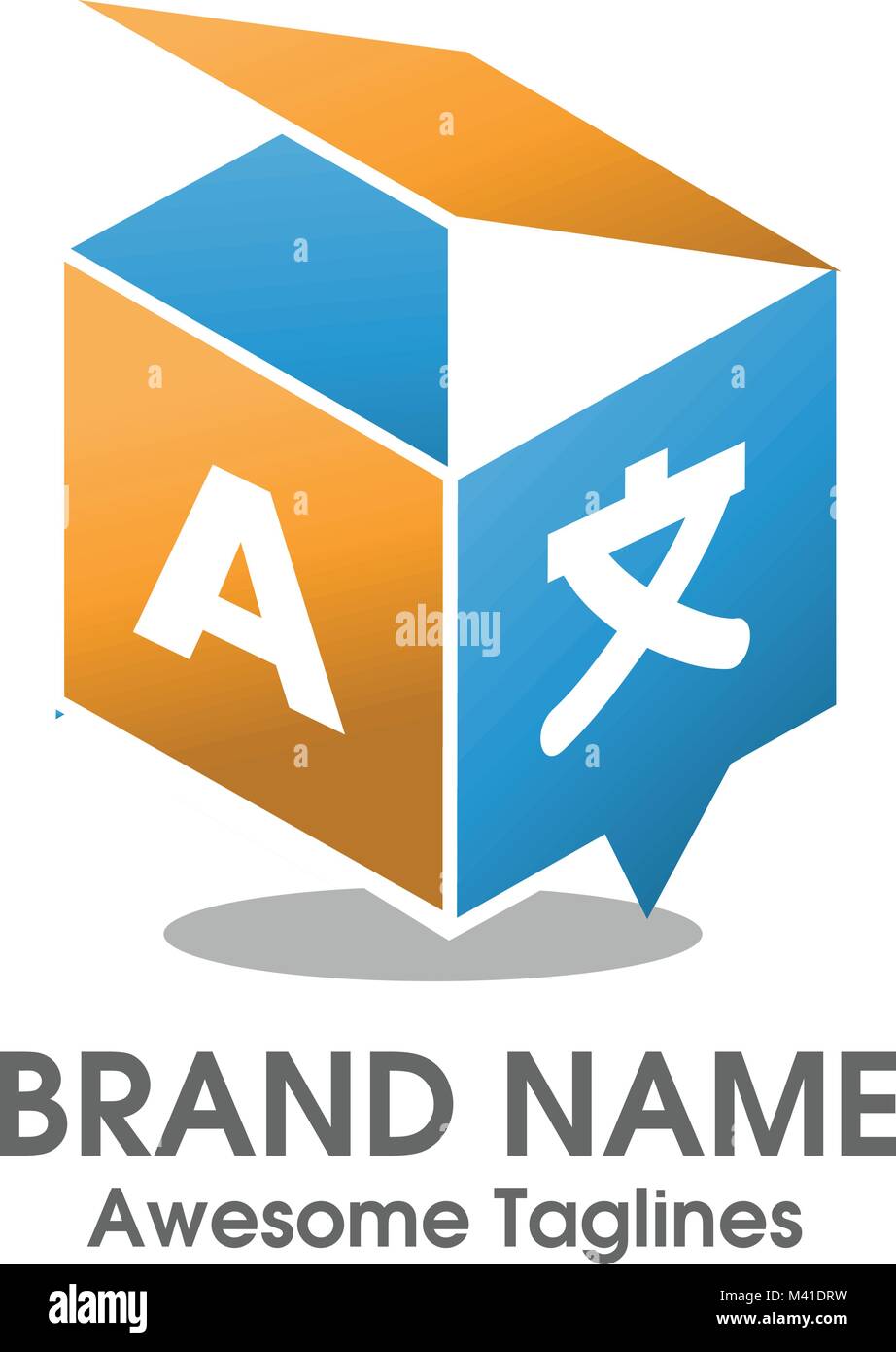 creative translation 3D box agency logo style Stock Vector Image & Art