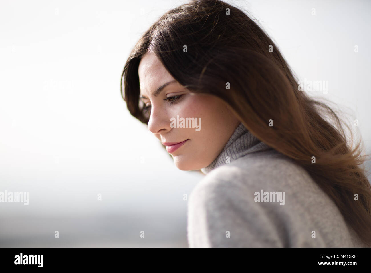 Young adult female outdoors in winter Stock Photo