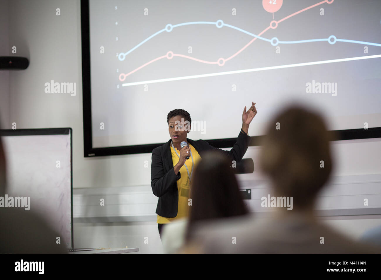 Female executive leading a training conference Stock Photo