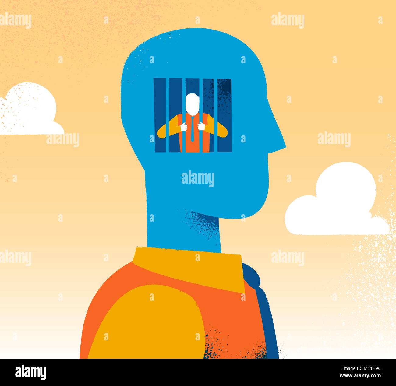Privacy and censorship concept. Man is prisoner of yourself Stock Vector
