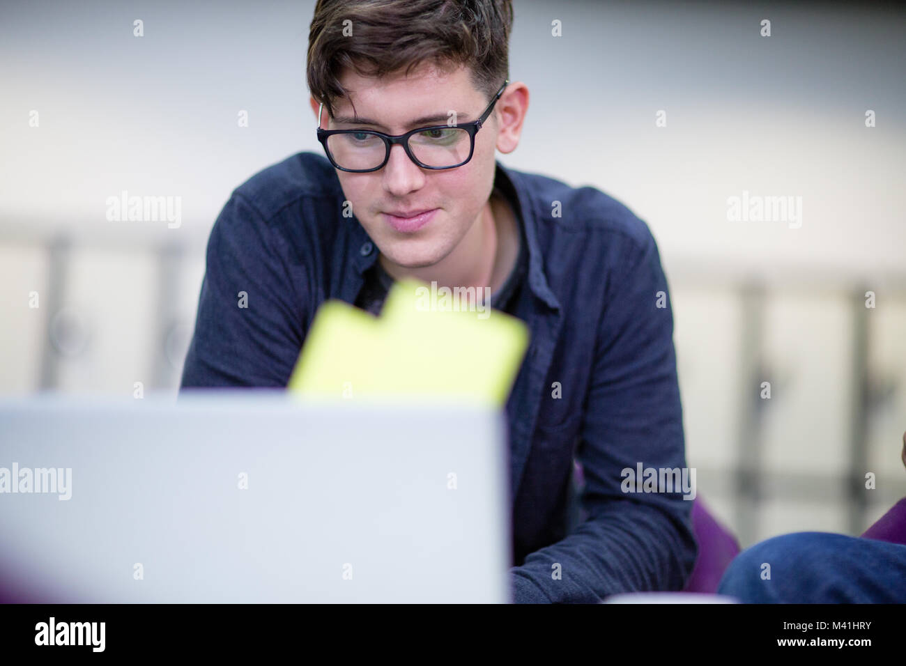 Student revising at college Stock Photo