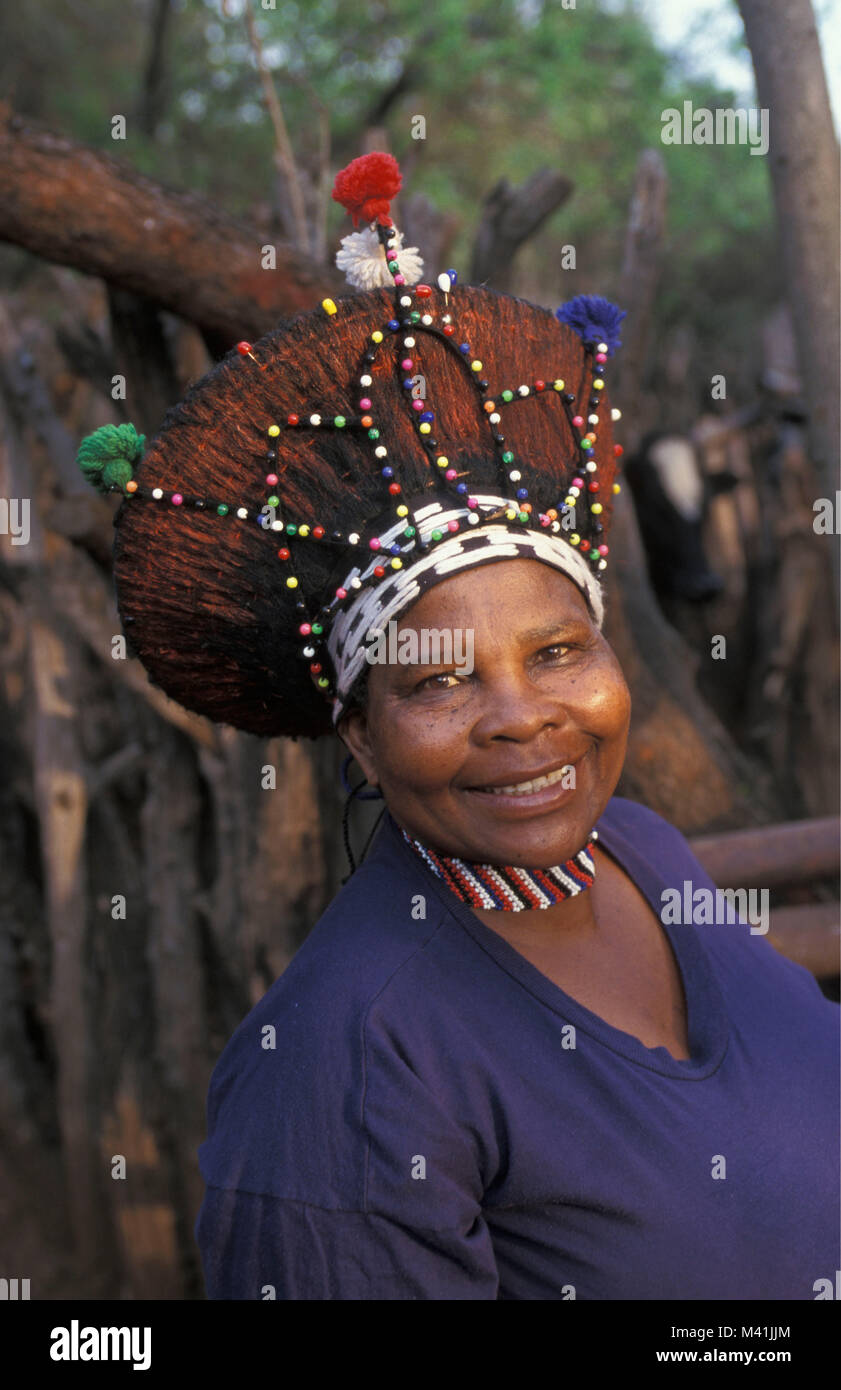 South Africa. Near Pretoria. Woman of Zulu tribe. Stock Photo