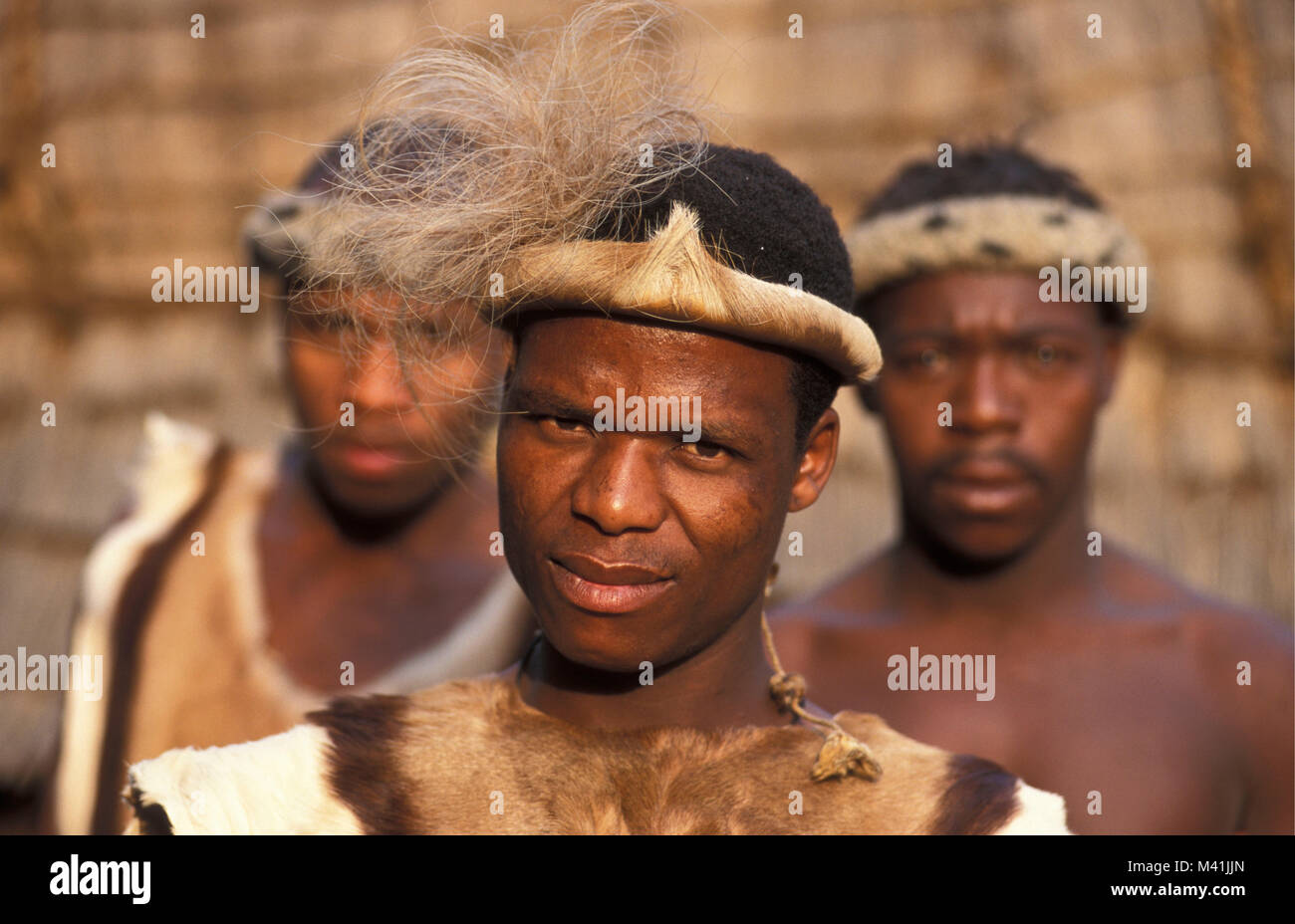 South Africa. Near Pretoria. Men of Zulu tribe. Stock Photo