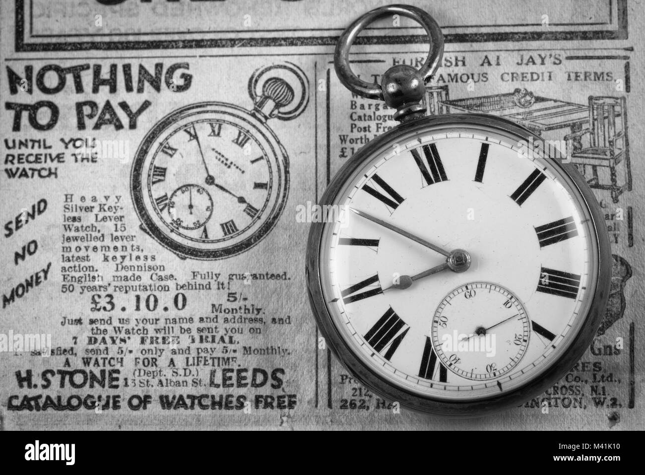 Vintage pocket watch in Black and White Stock Photo Alamy