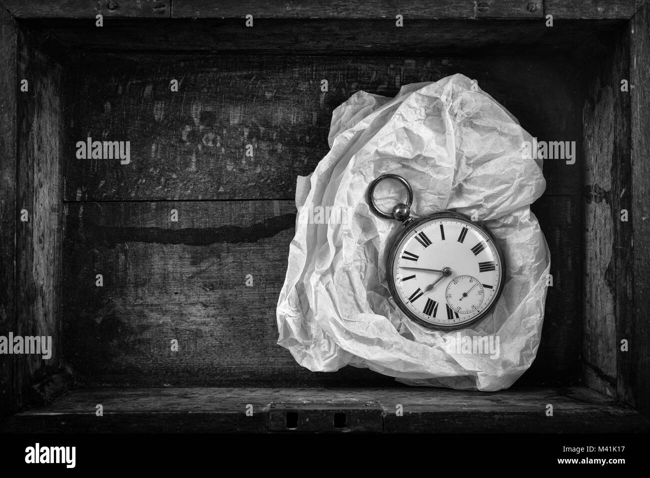 Vintage pocket watch in Black and White Stock Photo Alamy