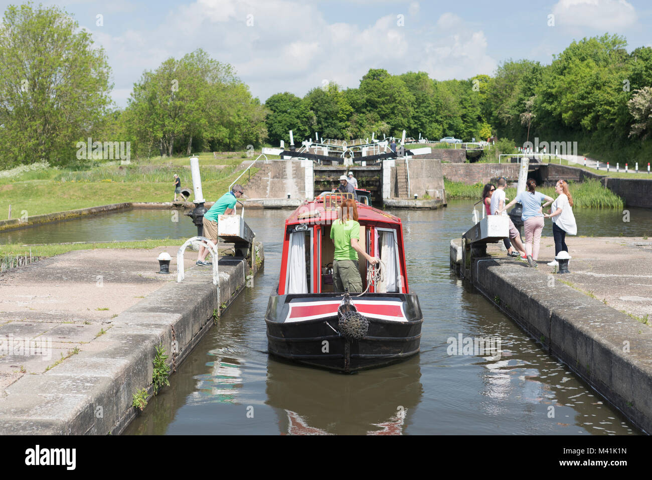 Grand Union Canal, Knowle Locks, Bottom lock. Stock Photo