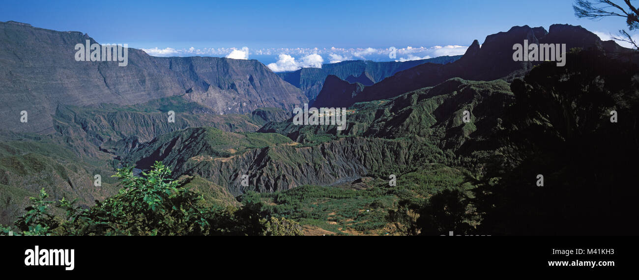 France, Reunion island (French overseas department), Parc National de La Reunion (Reunion National Park), listed as World Heritage by UNESCO, the cirq Stock Photo