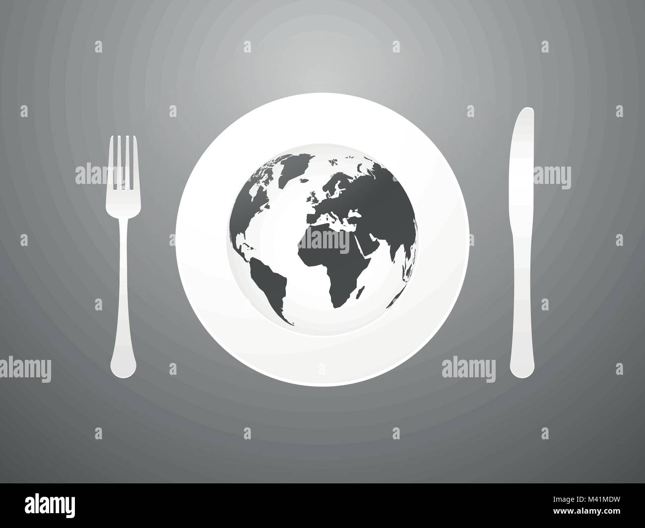Plate with cutlery and world map Stock Vector Image & Art Alamy