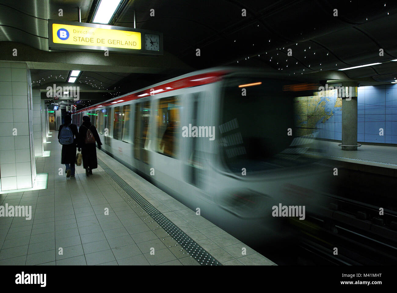France, Rhone, Lyon, subway during Lights festival Stock Photo Alamy