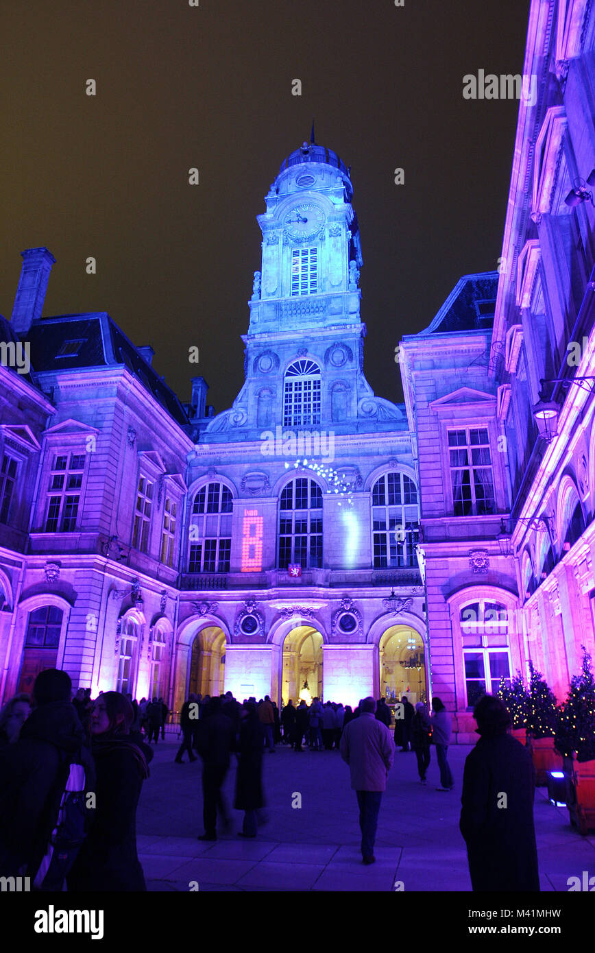 France, Rhone, Lyon, Town hall during the Lights festival Stock Photo Alamy