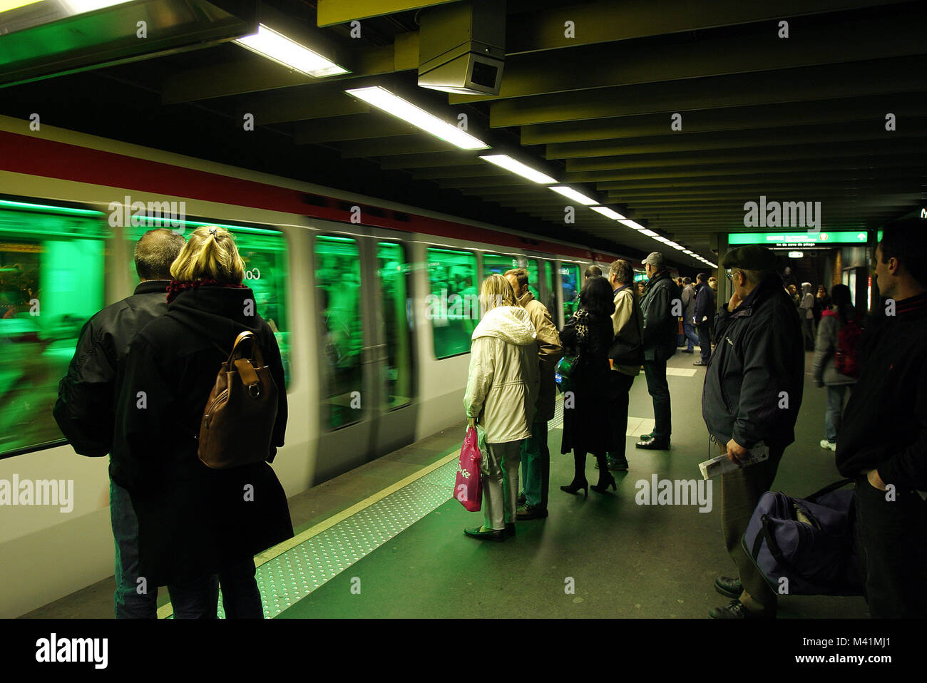 France, Rhone, Lyon, subway during Lights festival Stock Photo Alamy