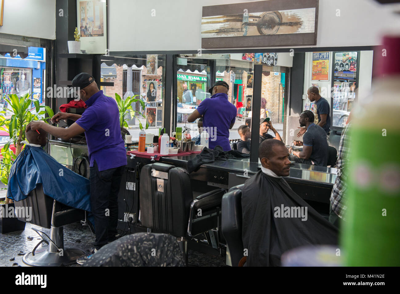 London, United Kingdom. Caribbean barber shop, West Green Rd, Totthenam