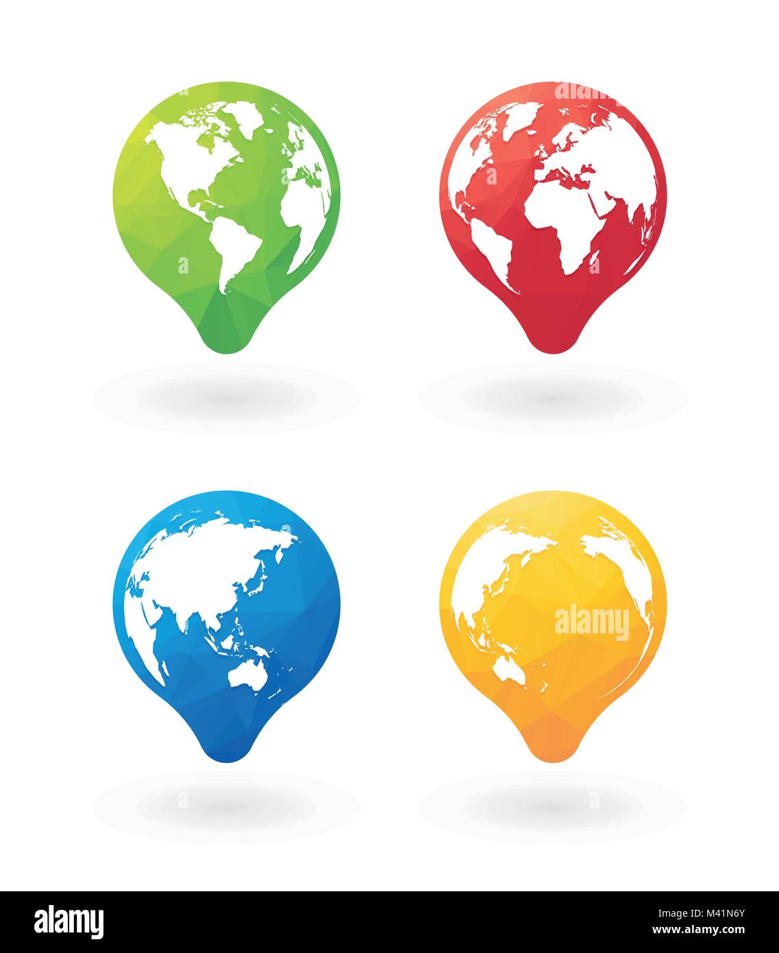 color pins with world globe Stock Vector