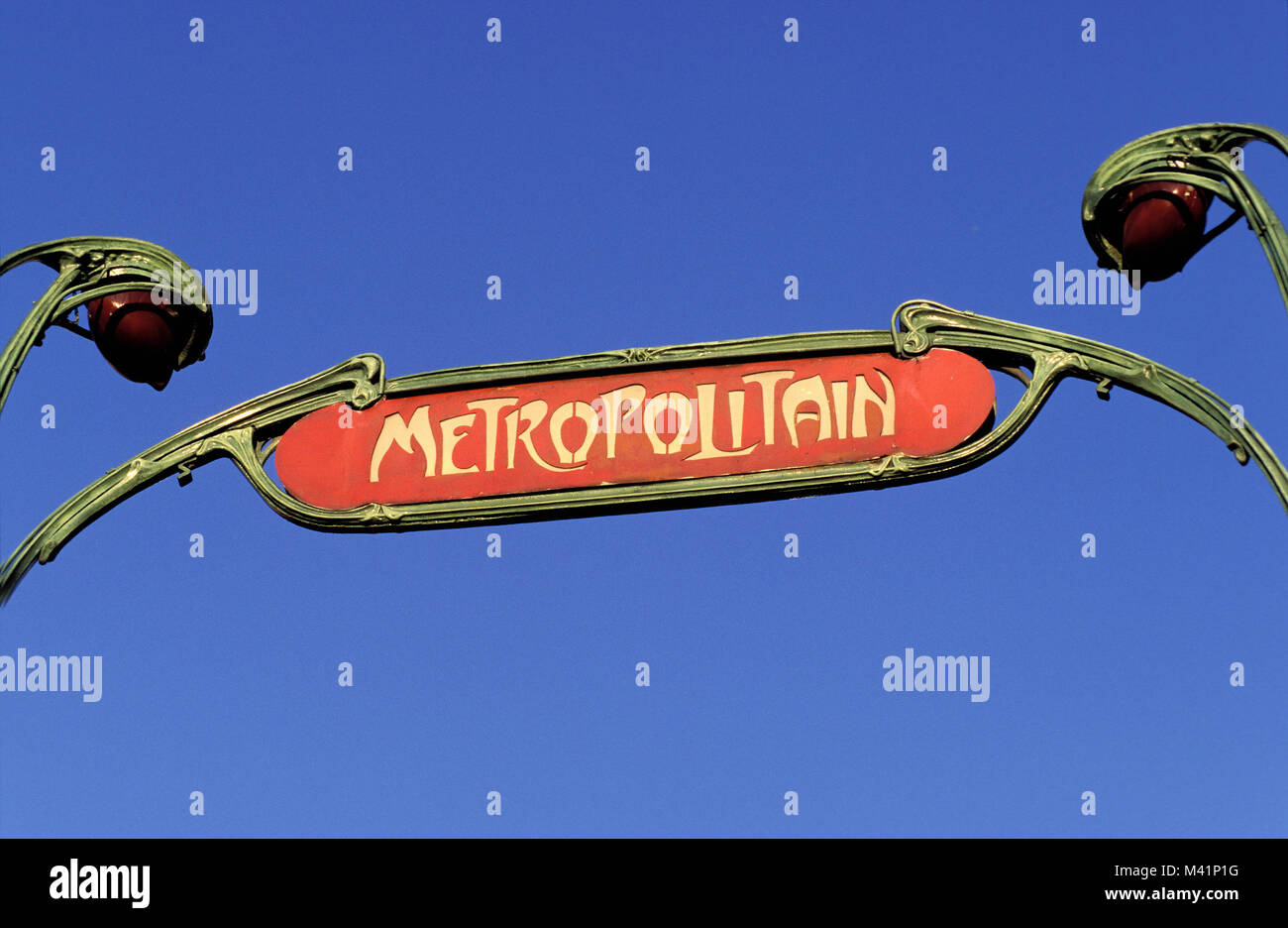 France, Paris, metro entrance designed by Hector Guimard (Art Nouveau ...