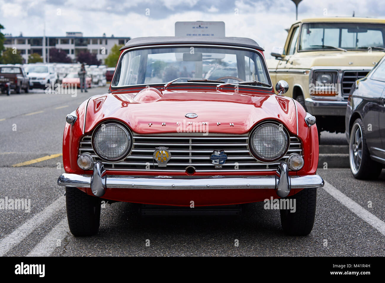 Red Triumph TR 4 sports car Stock Photo - Alamy