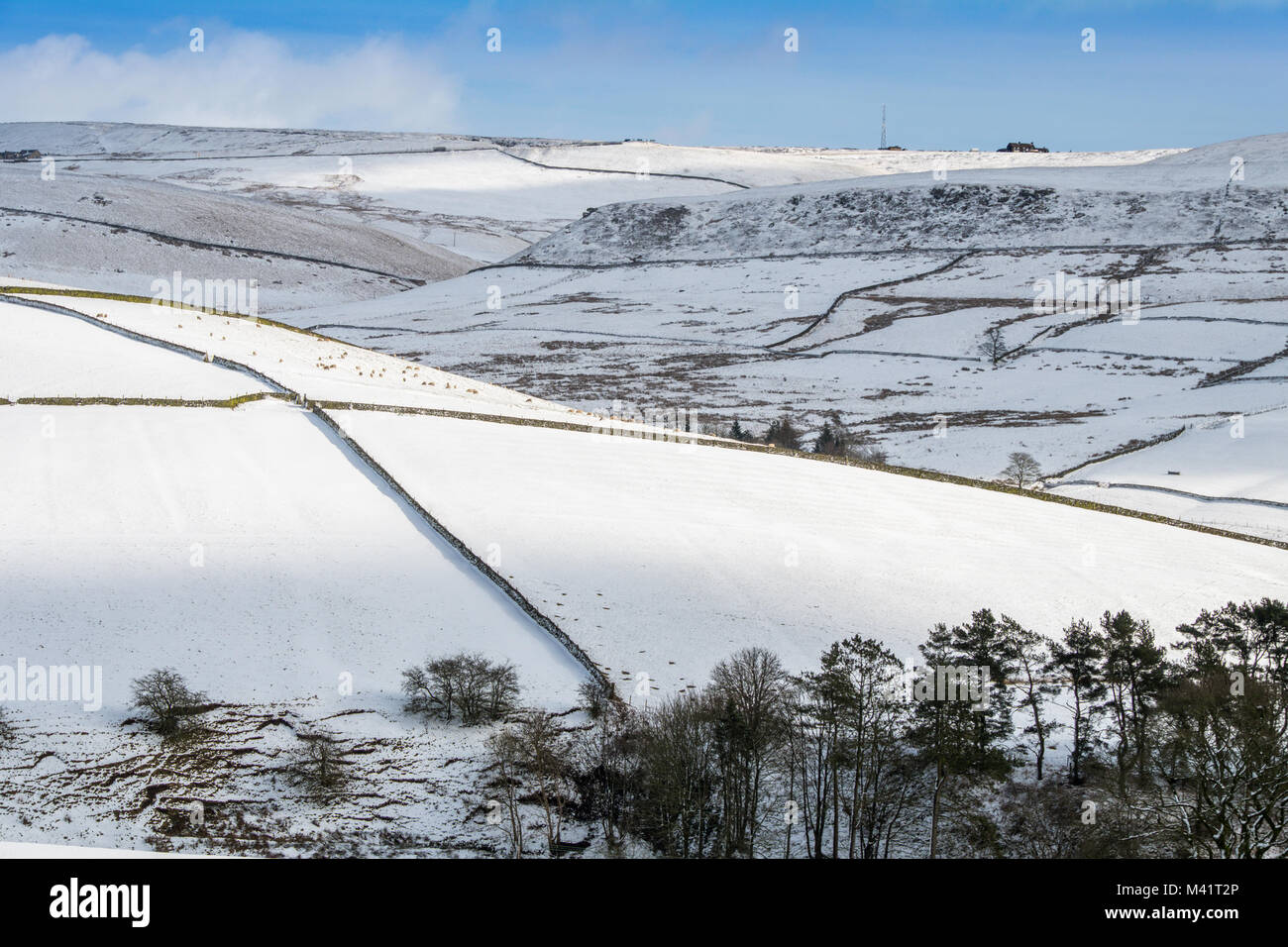 The Cat and Fiddle in winter. The second highest pub in England sits on