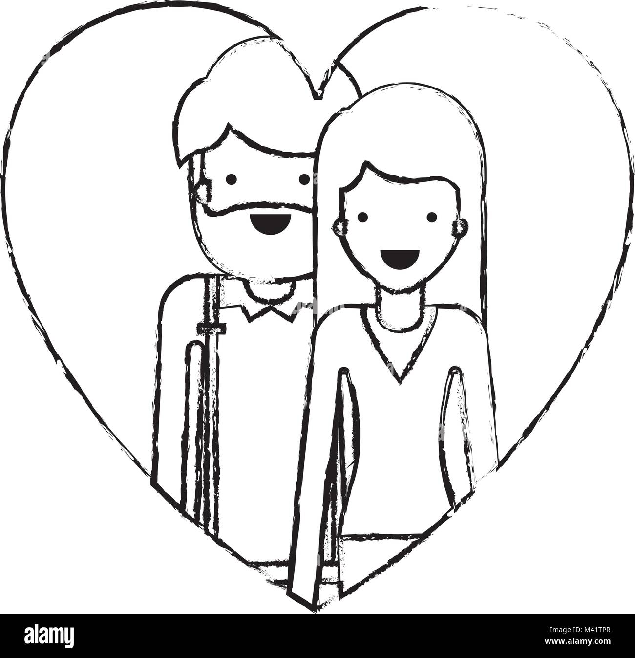 couple inside heart characters Stock Vector Image & Art - Alamy