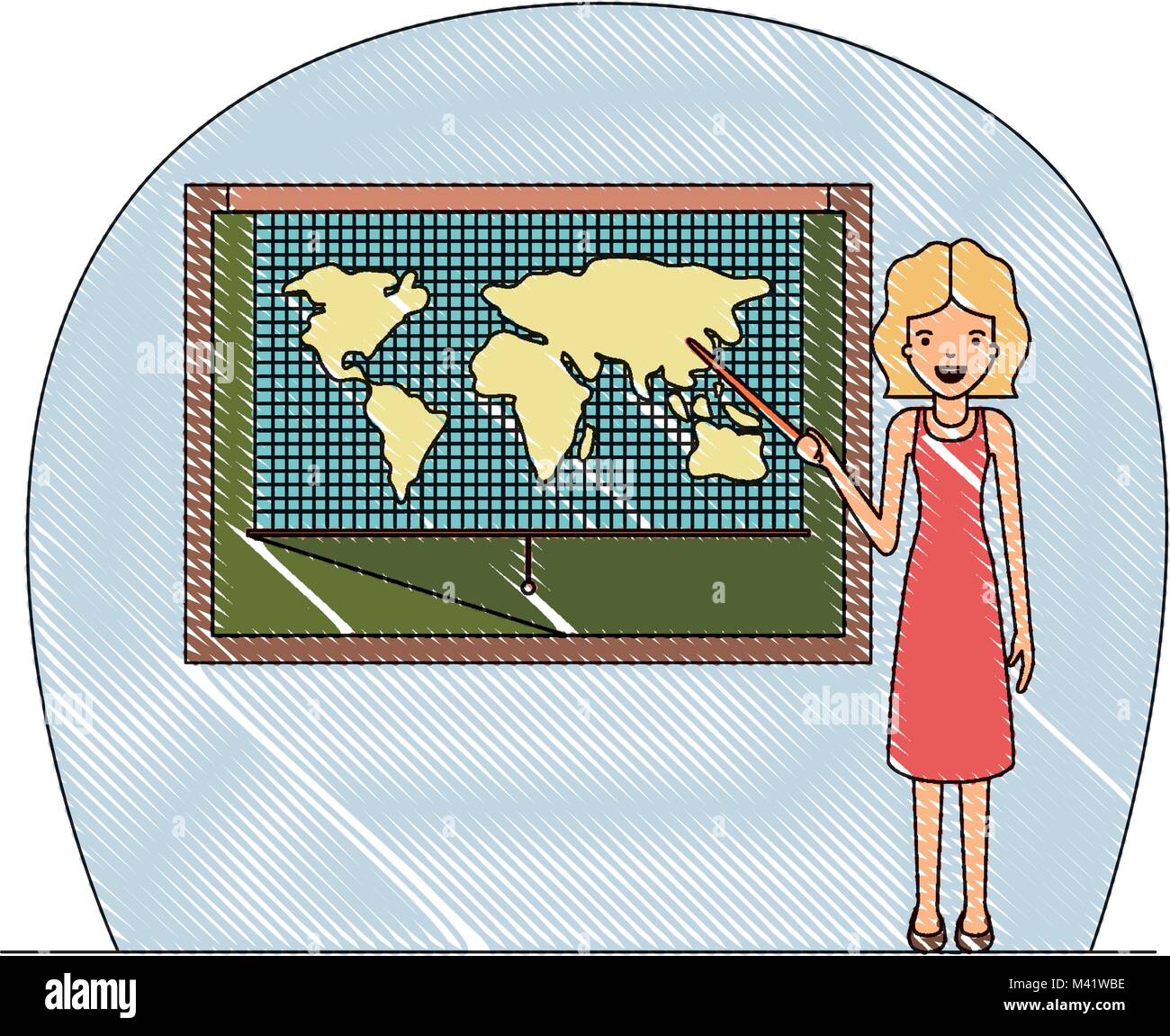 female teacher in geography class Stock Vector Image & Art - Alamy
