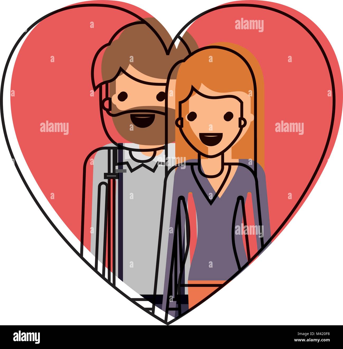 couple inside heart characters Stock Vector Image & Art - Alamy