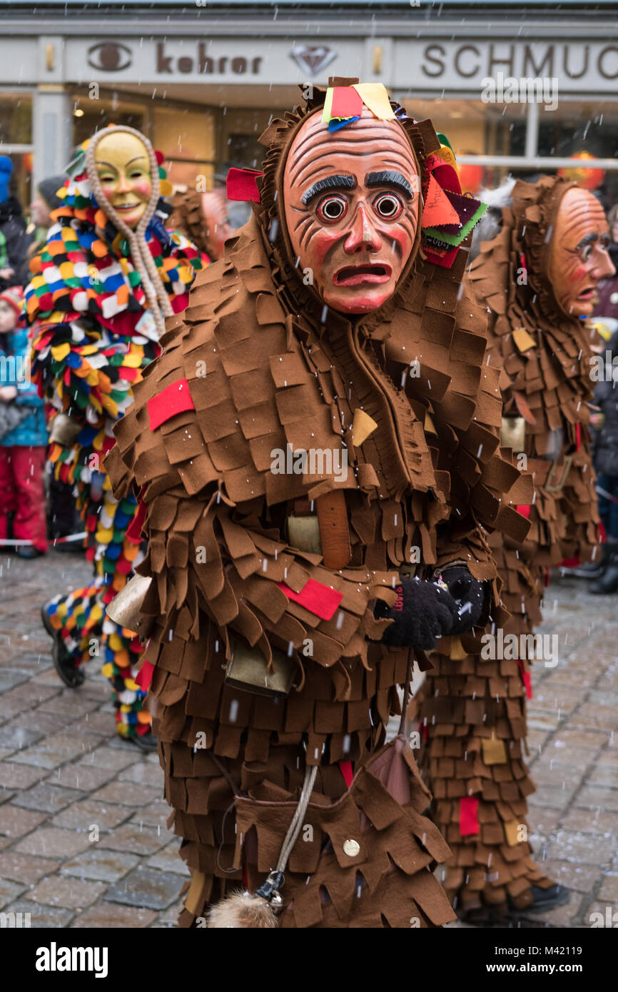 Carnival parade in german region of Allgau, Baden-Wurttemberg, Wangen im Allgau Stock Photo