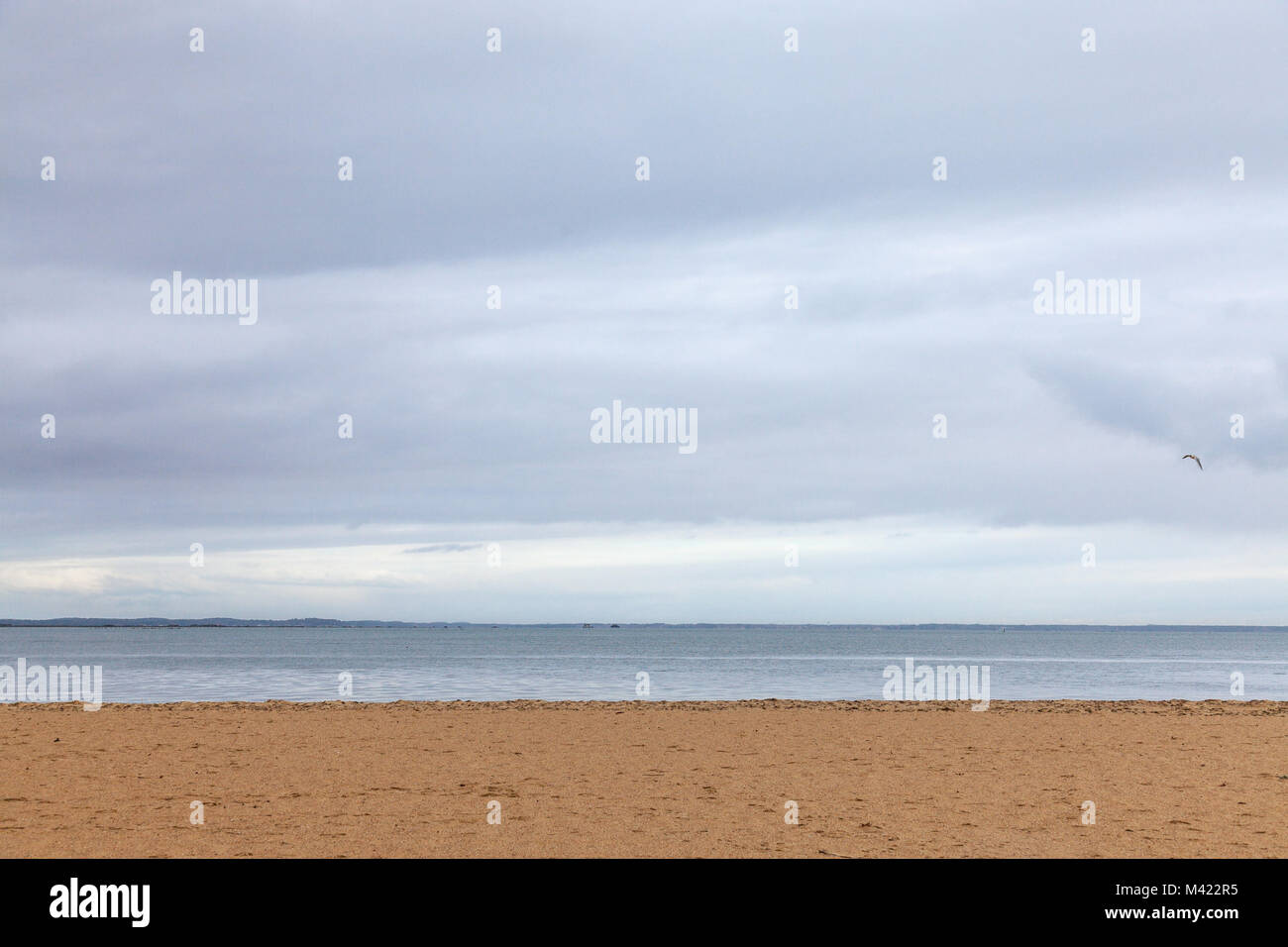 Atlantic ocean in Gujan Mestras, Bassin d'Arcachon, France, during a storm on a cloudy rainy afternoon. This place is famous for its oyster parks and  Stock Photo
