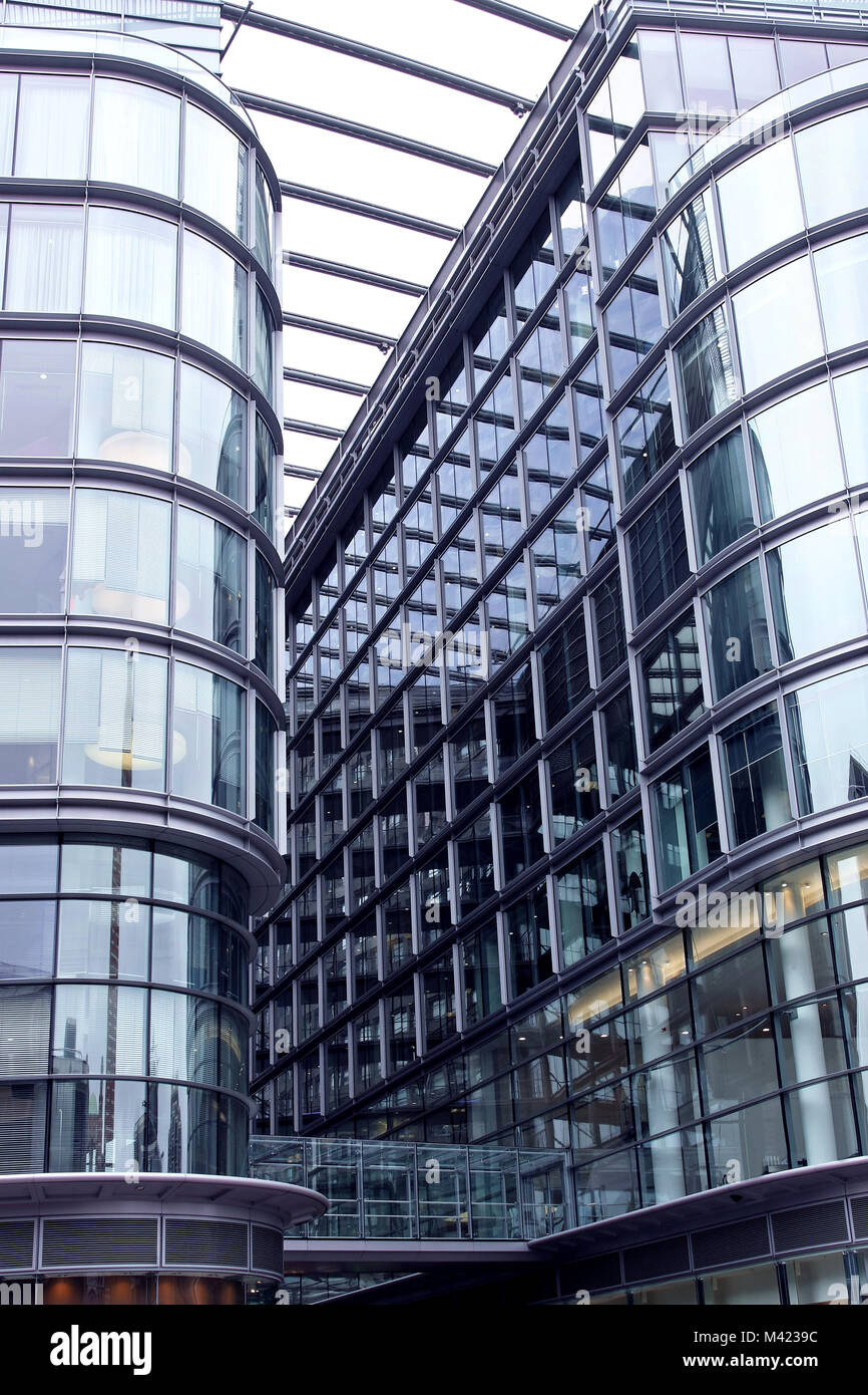 Detail of modern business building with glass wall facade Stock Photo ...