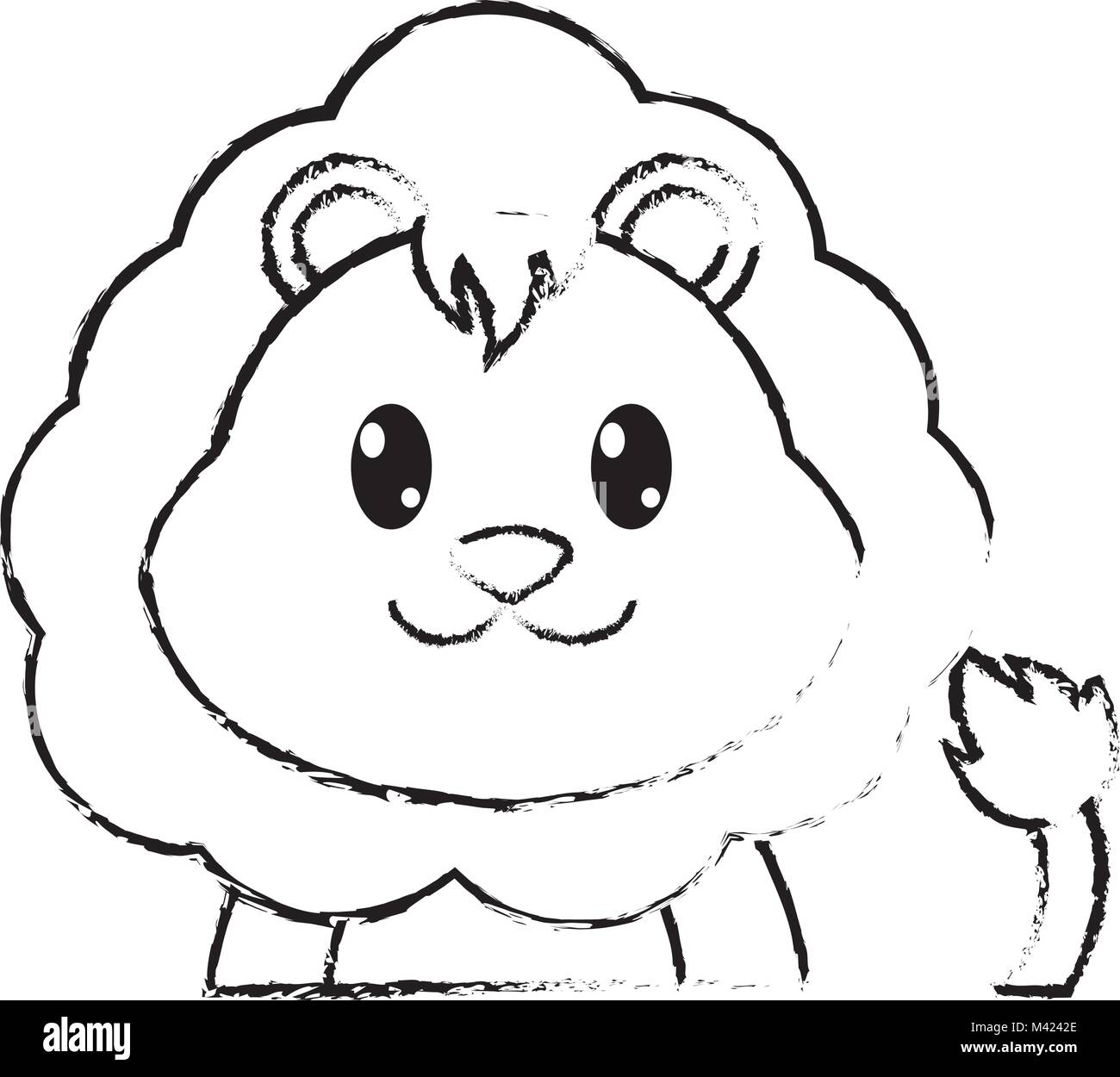 grunge adorable lion cute animal character Stock Vector Image & Art - Alamy