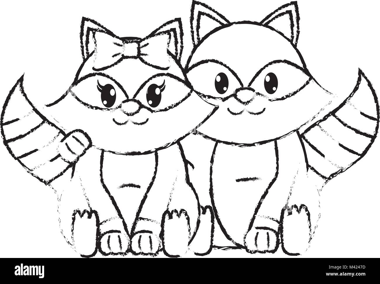 grunge raccoon couple cute animal together Stock Vector Image & Art - Alamy